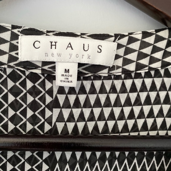 Chaus White and Black Geometric Print Blouse - Picture 4 of 7